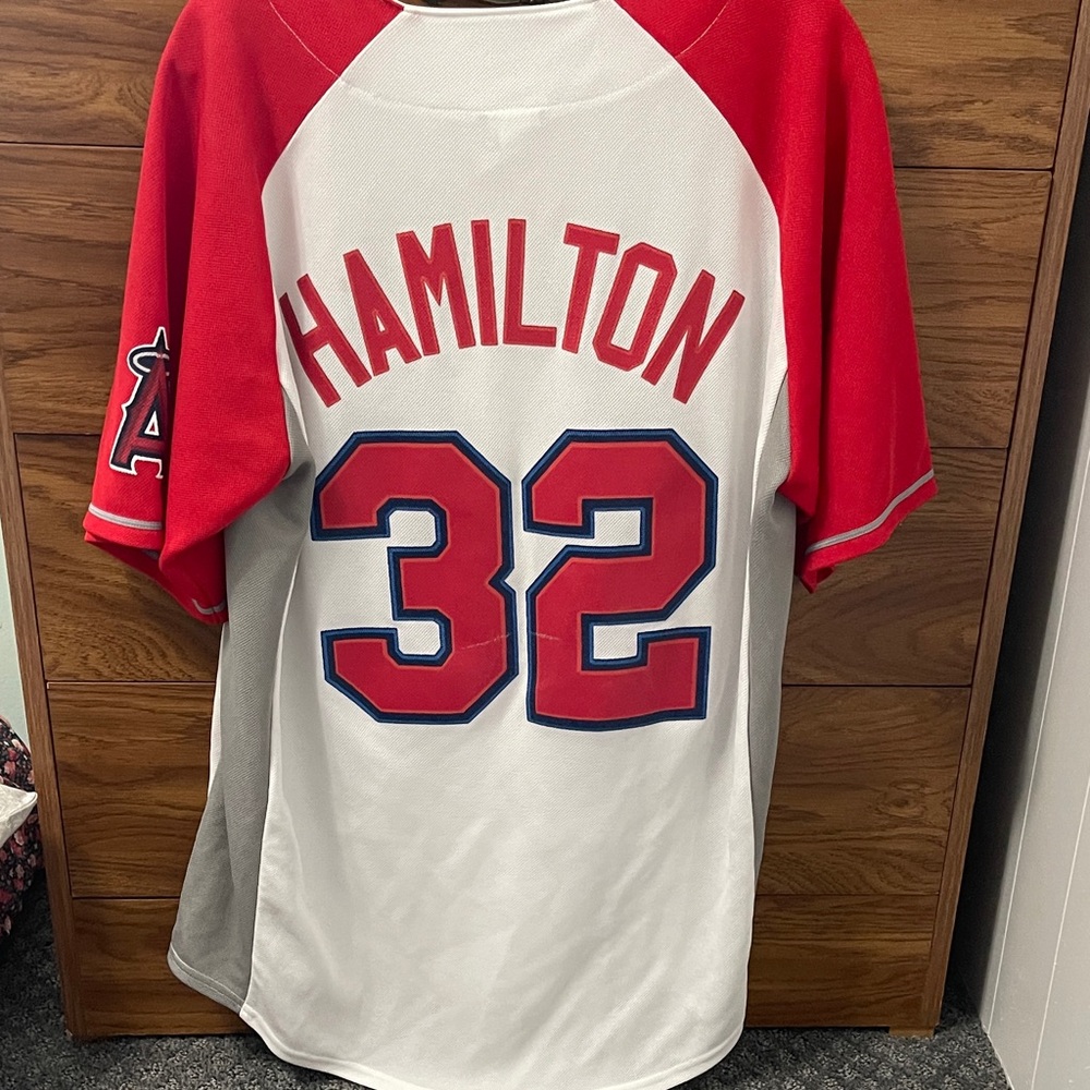 Majestic Red and White Angels Jersey